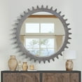 thumbnail image 2 of Dasun Vintage 42'' x 42'' Wood Round Hanging Gear Shape Heavy Decorative Mirror For Bathroom Living Room Entryway Or Put Together To Your Liking.(Antique Bark Brown), 2 of 5