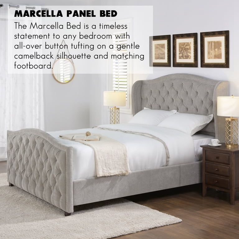 Jennifer Taylor Home Marcella Tufted Wingback Queen Bed Silver