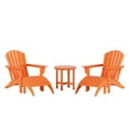 thumbnail image 3 of WestinTrends Dylan Outdoor Lounge Chairs Set of 2, 5 Pieces Seashell Adirondack Chairs with Ottoman and Side Table, All Weather Poly Lumber Outdoor Patio Chairs Furniture Set, Orange, 3 of 13