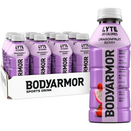 BODYARMOR Lyte Dragonfruit Berry Electrolyte Sports Drink, 16 fl oz, 12 Pack Bottles