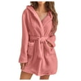 thumbnail image 2 of Gift TIMIFIS Women Fleece Robe Short Plush Robes for Womens With Hood Soft Warm Spa Bathrobe Soft Fuzzy Bathrobe Spa Robe Winter Warm Pajamas Shower NightgownFlash, 2 of 6