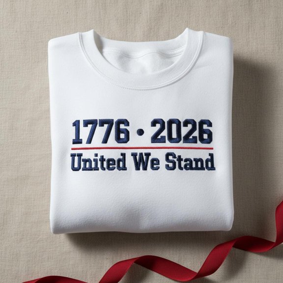 United We Stand Embroidered Sweatshirt, 1776-2026 Patriotic Hoodie, American Unity Tee, 250th Anniversary Gift.