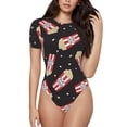 thumbnail image 1 of Balery Popcorn Body de cuello redondo de manga corta para mujer Tops de manga corta Tops básicos-Large, 1 of 7