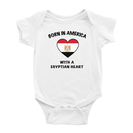

Born In America With A Egyptian Heart Cute Baby Bodysuit
