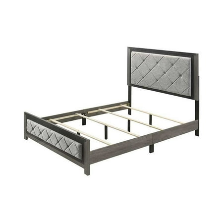 ACME Casimiro Transitional Wood and Fabric Upholstered Eastern King Bed in Gray
