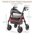 thumbnail image 5 of Andador con ruedas Soundfuse para personas mayores con asiento, plegable y ligero, con ruedas grandes de poliuretano de 20 cm, asiento ergonómico y doble ajuste de altura., 5 of 5