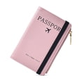thumbnail image 1 of Bolsa de pasaporte RFID sencilla, linda funda de tarjeta con cremallera de color sólido, funda protectora de PU antimagnética para boletos de avión, soporte para pasaporte, 1 of 3