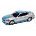 thumbnail image 2 of 2017 Ford Mustang GT Tribute Edition Ingot Silver Metallic with Petty Blue and Red 1/64 Diecast Model Car by Auto World, 2 of 6