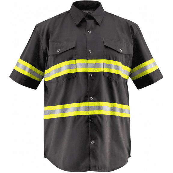 Premium High Visibility Safety Shirt - Half Sleeve (4X-Large, Dark Grey)