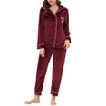 thumbnail image 2 of Unique Bargains Women’s Flannel Pajama Sleepwear Button Down Pj Lounge Sets, 2 of 5