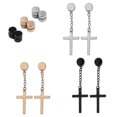 thumbnail image 1 of Set Of 3 Pairs Non-perforated Magnet Stud Earrings Stainless Steel For Cross Dangle, 1 of 4