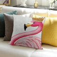 thumbnail image 3 of Patifu Flamingo Aesthetic Decorative Pillowcase Home Furnishing Short Plush Invisible Zipper Design Anti Wrinkle Anti Shrink Comfortable and Beautiful 18x18in, 3 of 5