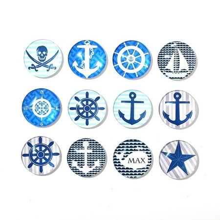 

5pcs Glass Refrigerator Magnet Home Decoration Accessories Magnet Paste Arts Crafts Random 5 Assorted Designs 30mm (Nautical Anc