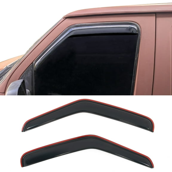Ikon Motorsports In-Channel Window Visors Fits 1992-2006 Ford Econoline E-Series Van, Slim Style Rain Vent Guard Deflectors, Acrylic Smoke 2PCS