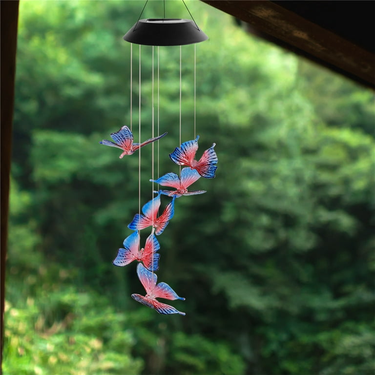 1111Fourone Solar String Light Color Changing Wind Chime Lamp LED Outdoor  Decorative Hanging Light, Animal, Red Blue 