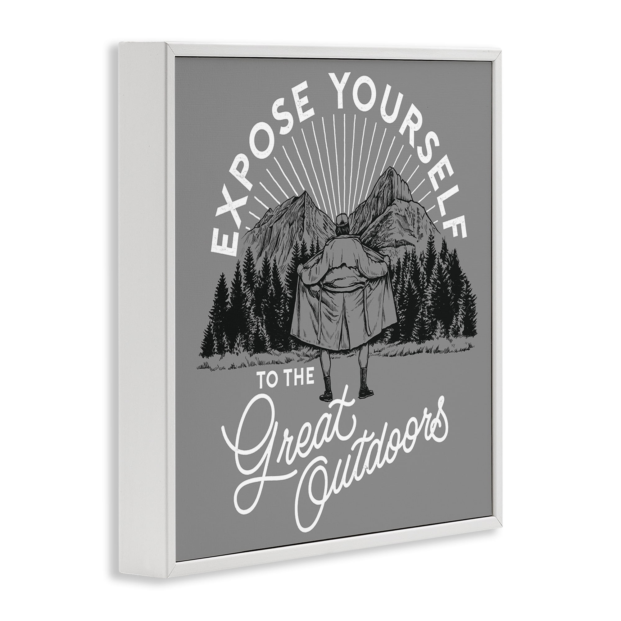 Stupell Industries Expose Yourself Funny Novelty Painting White Framed Art Print Wall Art, 12 x 12
