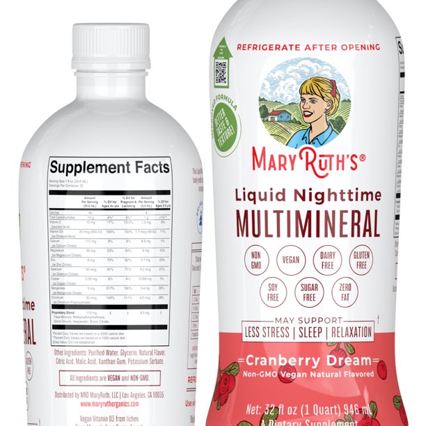 MaryRuth Organics Liquid Nighttime Multimineral Supplement Sleep