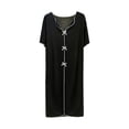 thumbnail image 2 of ZyeKqe Womens Nightgown Short Sleeve Bow Casual V Neck Pajamas Lightweight Loose Soft Comfy Loungewear Sleep Shirts, 2 of 5