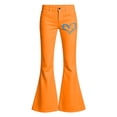 thumbnail image 4 of TGPMGRZ Girls Wide Leg Pants Kids Bootcut School Uniform Slacks Baggy Sweatpants (Heart, Little Girl, 5-6 Years, Orange), 4 of 5