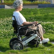 Fold And Travel Lightweight Foldable Remote Control Portable Electric Power Wheelchair - Gold Frame, Black Seat