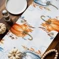 thumbnail image 2 of ERUNPONLY Blue Pumpkins Fall Table Runner - 72 Inch Long Autumn Eucalyptus Thanksgiving Vintage Cotton Linen Blended Dress Scarves Farmhouse Table Runner for Kitchen Dining, Coffee Table, 18" x 72", 2 of 8
