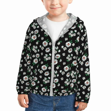 

Vsdgher Daisies Flowers Kids Sun Protection Hoodie with Zip Rash Guard Tops Children s Long Sleeve Sun Protection Clothing - 5 Years