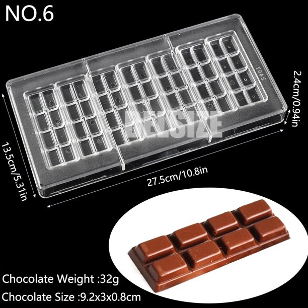 Molde de Chocolate de tira larga, molde de barra de gargantilla de policarbonato de plástico, moldes para dulces, decoración de pasteles, sartén de confitería