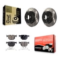 thumbnail image 1 of Transit Auto Rear Coated Drilled Slotted Disc Brake Rotors and Semi-Metallic Pads Kit for Car BMW X5 X6 KDF-100493, 1 of 11