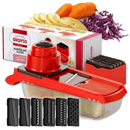 Potator Slicer Mandoline Slicer Professional, Vegetable Slicer with 6 Interchangeable Stainless Steel Blades- Veggie Slicer Food Fruit Julienne Cutter Grater for Eggplant Potatos Onions Zuchinni Fries ()