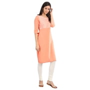 Orange Essential Round Neck Kurta-Large
