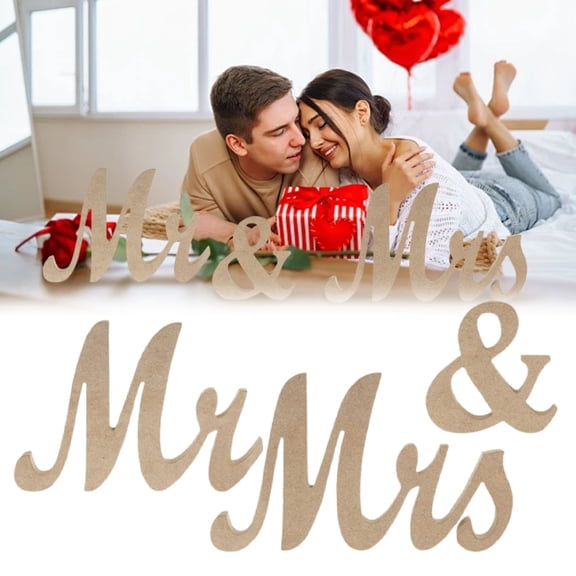 SMKE Mr And Mrs Sign For Wedding Party Table,Wedding Decorations For Reception,Wedding Signs Beige