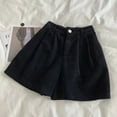 thumbnail image 2 of GZWYHT Shorts for Women,Summer Pants,Ladies High Waist All Corduroy Straight Leg Shorts Ladies High Waist All Corduroy Straight Leg Shorts,High Waisted Pants,Comfy Shorts,Womens Shorts,Black,L, 2 of 5
