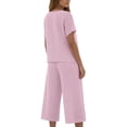 thumbnail image 7 of NMMUED Linen Pant Sets Women 2 Piece Outfits Summer Women’s Cotton Linen 2 Piece Lounge Set Casual Breathable Short Sleeve Top Wide Leg Cropped Pants Relaxed Fit Lounge Set for Women Pink S, 7 of 7