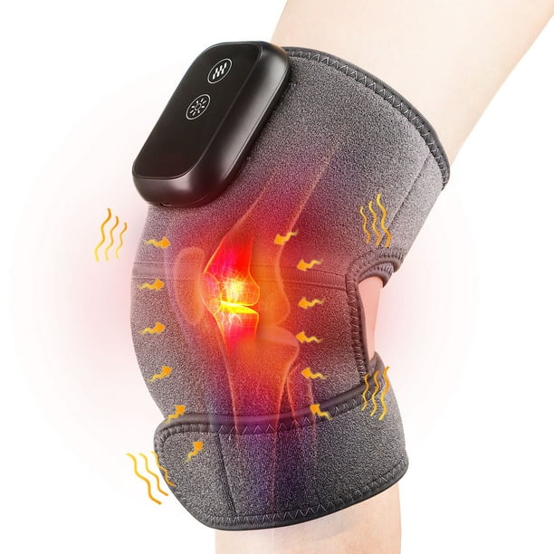 Wireless Heated Knee Massager for Joint Pain Arthritis Cramps Meniscus Pain  Electric Vibration Knee Brace Wrap with 3 Adjustable Heat Patterns  Intensity Red Light 