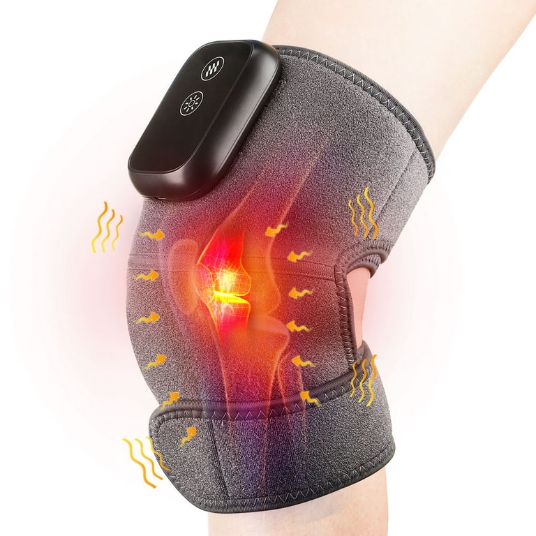 Nishore Wireless Heated Knee Massager for Joint Pain Arthritis Cramps  Meniscus Pain Electric Vibration Knee Brace Wrap with 3 Adjustable Heat  Patterns