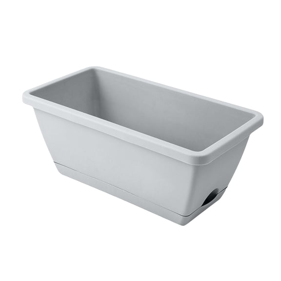 Musol Window Box Planter, Plastic Vegetable Flower Planter Boxes, Planter Boxes Outdoor with Tray, Rectangular Planter for Indoor Outdoor Garden, Patio, Home Decor,1PC (White)