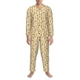 thumbnail image 3 of Sikiie Vintage Keys Mens Pajama Set, Soft Warm Long Sleeve Sleepwear, Cozy Button-Down Pjs for Men-Small, 3 of 7