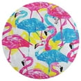 thumbnail image 3 of Flamingo Pattern Soft Bedroom Round Area Rug, Washable Cute Nursery Circle Throw Mat, Non-Slip Contemporary Small Low Pile Floor Carpet for Dorm Bedside, 3 of 6