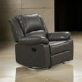 thumbnail image 6 of Lizzy Manual Glider Recliner Chair- Pillow Arms- Solid Wood- Gray Leather, 6 of 6