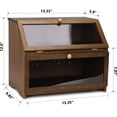 thumbnail image 5 of Double Layer Large Bread Box for Kitchen Counter, Wooden Large Capacity Bread Storage Bin (Brown), 5 of 12