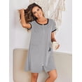 thumbnail image 2 of Ekouaer Women Zipper Front House Coat Short Sleeves Robe Zip Up Bathrobes Short Nightgown with Pockets, 2 of 5