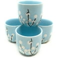 thumbnail image 4 of TJ Global 5-Piece Sake Set, Durable Ceramic Japanese Sake Set with 1 Carafe/Decanter/Tokkuri Bottle and 4 Ochoko cups for Hot or Cold Sake at Home or Restaurant - Blue with Cotton Design, 4 of 5