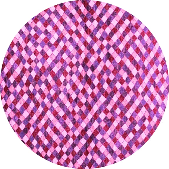 Ahgly Company Indoor Round Abstract Pink Contemporary Area Rugs, 7' Round