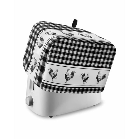 Farmhouse Black Plaid Toaster Cover 2 Slice, Small Kitchen Appliance Covers, Vintage Country Cock Checkered Toaster Oven Cover with Loop, Bread Machine Cover Polyester Dust Cover Protection