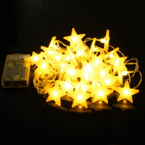 LED Warm White LED Twinkle Star Fairy Lights Battery Powered Five