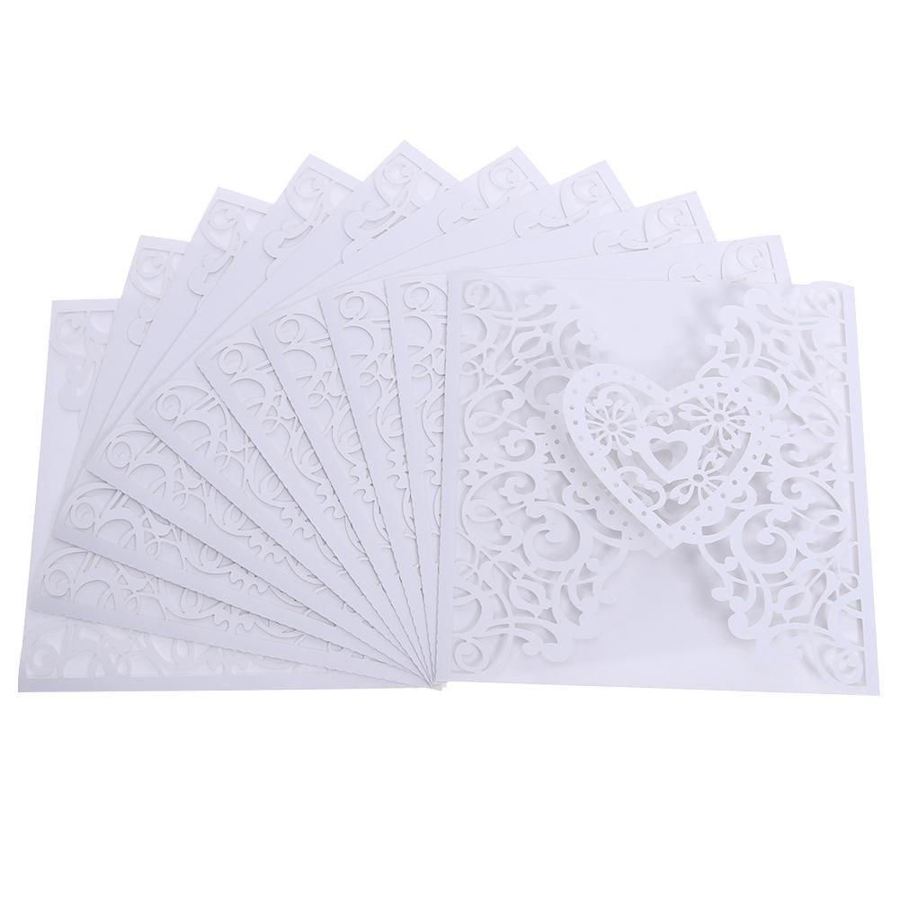 10Pcs Romantic Wedding Card Invitation Delicate Carved Heart Decorations #Z 