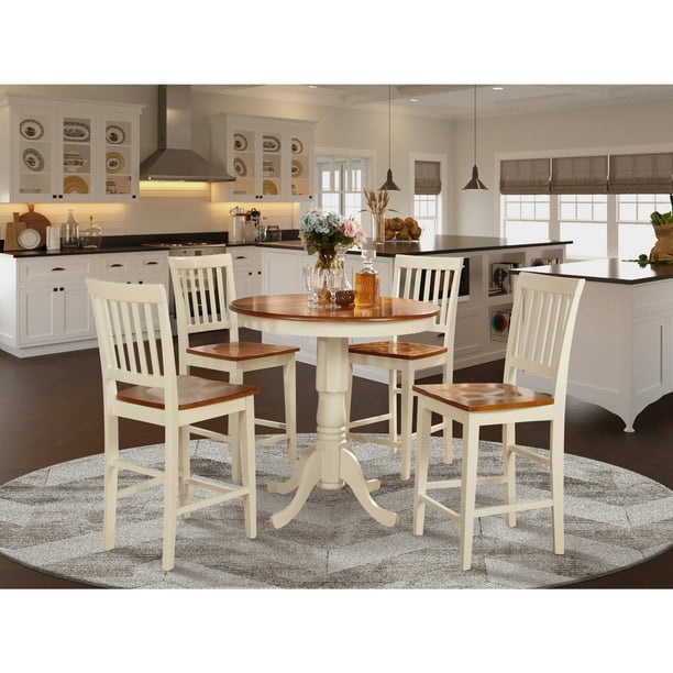 Javn5 Whi W 5 Pc Counter Height Dining Set High Table And 4 Kitchen Chairs Com Javn5 Whi W 5 Pc Counter Height Dining, 36 Inch High Dining Room Table