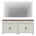 thumbnail image 4 of Farmhouse Nightstand With 4 Wooden Doors, 2 Drawers Mid Century Modern Wooden Closet Storage Organizer for Bedroom Or Living Room, Rustic White, 4 of 7