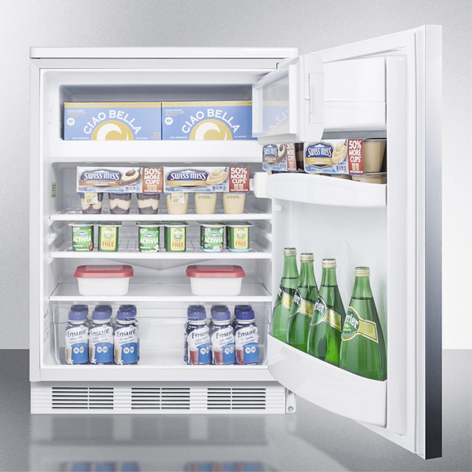 Summit Appliance CT66LWBISSHH 33.5 x 23.63 x 23.5 in. Built-In Undercounter Refrigerator-Freezer, White Cabinet
