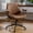 Cognac Brown, variant on HomeZeer Vintage Executive Office Chair with Rubber Casters Padded Arms, Premium Olive Green Faux Leather Swivel Computer Desk Chair, Height Adjustable Task Chair for Home Office